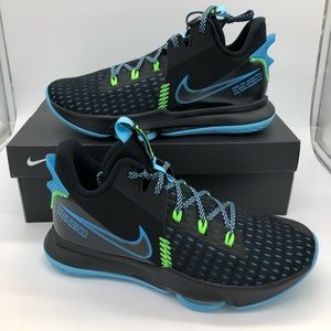 New Men’s Nike LeBron Witness V Black/Blue Lagoon Basketball Shoes CQ9380-004
